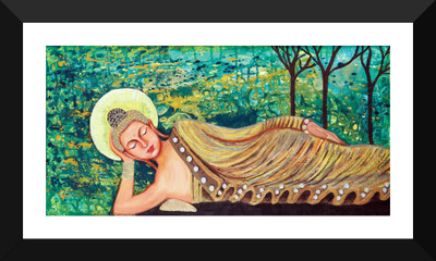 

Tallenge - Sleeping Buddha With Lotus Flowers - Premium Quality A3 Size Framed Poster Paper Print(17 inch X 12 inch, Framed)