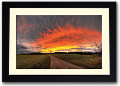 

Orange Sky and road Fine Art Print(14 inch X 20 inch, Framed)