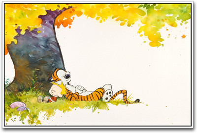 

Calvin and Hobbes sleeping under tree Paper Print(12 inch X 18 inch)
