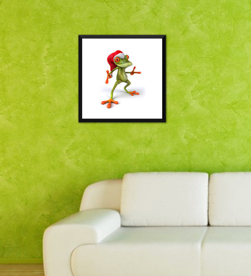 

Tallenge - Christmas Art - Funny Frog In Santa Cap - Ready To Hang Framed A3 Size Poster Paper Print(17 inch X 12 inch, Framed)