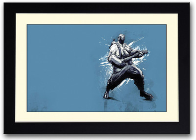

Man With Mask Playing Guitar Fine Art Print(14 inch X 20 inch, Framed)