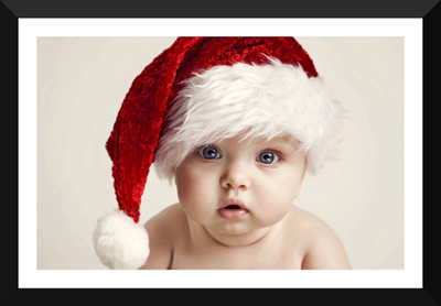 

Tallenge - Christmas Art - Cute Baby - Small Size Ready To Hang Framed Digital Art Print On Photographic Paper(12 inch X 8 inch, Framed)
