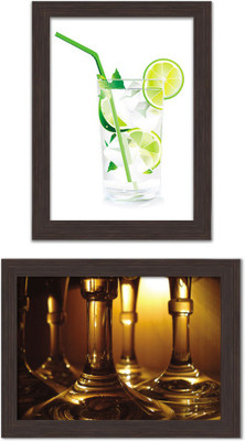 

Pack of 2 Framed Posters For Dining Room / Kitchen / Restaurant / Minibar / Bachelor Pad Room Photographic Paper(13.5 inch X 10 inch, Box Packing)