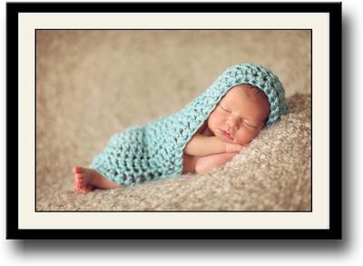 

Cute baby wrapped in green image Fine Art Print(10 inch X 14 inch, Framed)