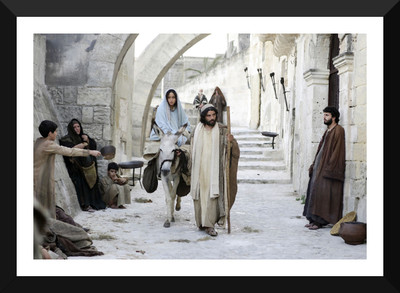 

Tallenge - Christmas Art - Joseph And Mary Entering Bethlehem - Medium Size Ready To Hang Framed Digital Art Print On Photographic Paper(18 inch X 12 inch, Framed)