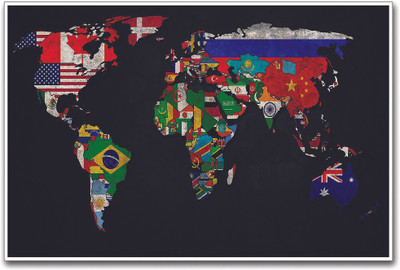 

World Map with Flags Paper Print(12 inch X 18 inch)