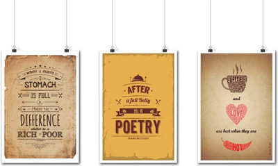 

Set of Three Coffee and Restaurant Quotes Poster Paper Print(16.5 inch X 11.5 inch, Rolled)