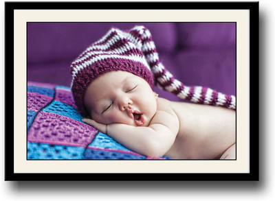 

Cute baby with purple cap Fine Art Print(10 inch X 14 inch, Framed)