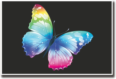 

Colourful butterfly with black background Fine Art Print(12 inch X 18 inch, Rolled)