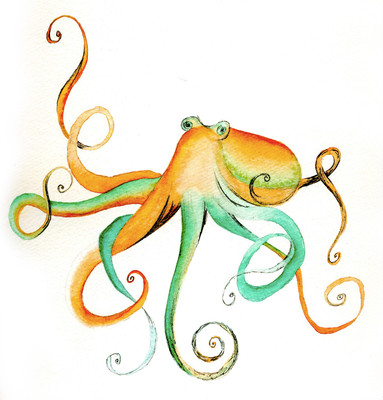

Art For Kids - Dancing Octopus - Medium Size Rolled Digital Art Print On Photographic Paper(18 inch X 18 inch, Rolled)