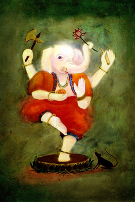 

Oshi - Ganesha Fine Art Paper Print(18 inch X 12 inch, Streched)