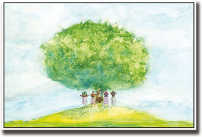 Aliens and tree art Fine Art Print(12 inch X 18 inch, Rolled)