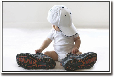 

Baby wearing shoes & cap Fine Art Print(12 inch X 18 inch, Rolled)