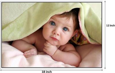 

Adorable baby in green Blanket Paper Print(12 inch X 18 inch)