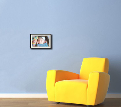 

Cute baby with blue bow Fine Art Print(10 inch X 14 inch, Framed)