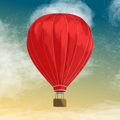 

Art For Kids Room Décor - Red Hot Air Baloon Painting - Medium Size Rolled Digital Art Print On Photographic Paper(18 inch X 18 inch, Rolled)