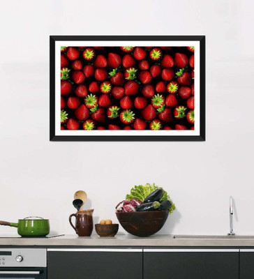 

Tallenge Art For Kitchen - Red Blossom Strawberries - Framed Art Print On Photographic Paper(18 inch X 12 inch, Framed)
