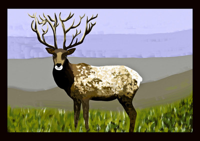 50% OFF on Mountain Deer Paper Print(24 inch X 34 inch)