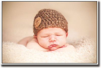 

Baby sleeping with cute brown hat Fine Art Print(12 inch X 18 inch, Rolled)