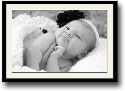 Baby with black rose b&w Fine Art Print(10 inch X 14 inch, Framed)