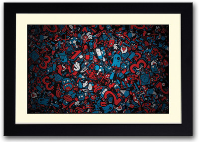 

Blue and Red Abstract Figures Fine Art Print(14 inch X 20 inch, Framed)