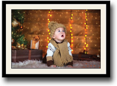 

Cute baby boy with brown muffler Fine Art Print(10 inch X 14 inch, Framed)