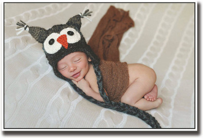 

Cute baby with owl hat Fine Art Print(12 inch X 18 inch, Rolled)