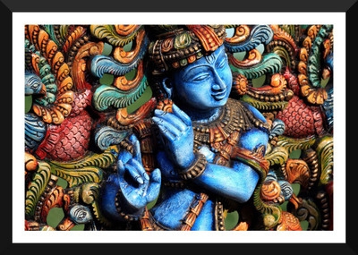 

Tallenge - Krishna Playing Flute - Framed Poster Paper Print(12 inch X 17 inch, Framed)