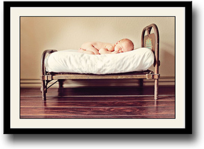 

Baby on a small bed Fine Art Print(10 inch X 14 inch, Framed)