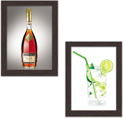

Pack of 2 Framed Posters For Dining Room / Kitchen / Restaurant / Minibar / Bachelor Pad Room Photographic Paper(13.5 inch X 10 inch, Box Packing)