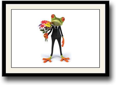 

Frog with Flowers Fine Art Print(10 inch X 14 inch, Framed)