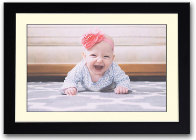 

Cute Baby With Bow Laughing Fine Art Print(14 inch X 20 inch, Framed)