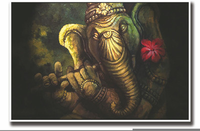

Posterhouzz God Ganesha playing flute Fine Art Print(12 inch X 18 inch, Rolled)
