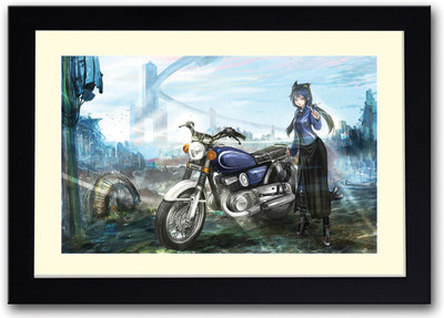 

Girl with Bike artistic Fine Art Print(14 inch X 20 inch, Framed)