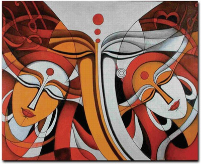 69 Off On Stybuzz Radha Krishna Modern Red And Yellow Frameless