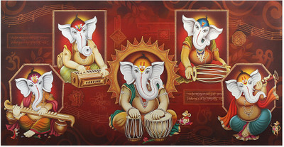 

Bm Traders Textured Work Vastu 5 Musical Ganesha Unframed Rolled Wall Poster (20 X 40 Inches) Fine Art Print(20 inch X 40 inch, Rolled)