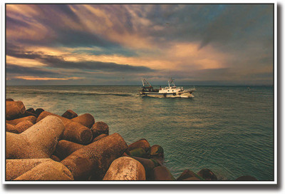 

Rocks and Ship Fine Art Print(12 inch X 18 inch, Rolled)