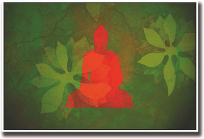 

Red Buddha in green background Fine Art Print(12 inch X 18 inch, Rolled)