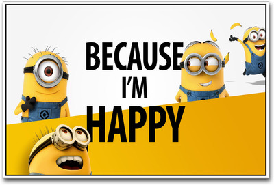 

Happy Minion cartoon Paper Print(12 inch X 18 inch)