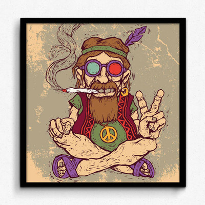 Seven Rays Peace Baba Pin Up Framed (Small)(13 inch X 13 inch)