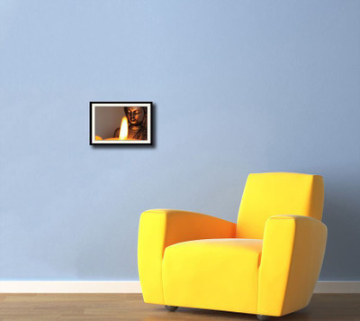 

Buddha with lit candle Fine Art Print(10 inch X 14 inch, Framed)