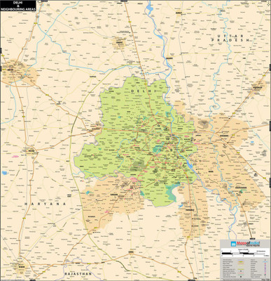 Delhi Wall Map Fine Art Print(30 inch X 27 inch, Rolled)