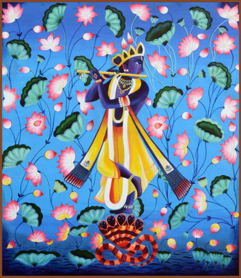 

Krishna Playing Flute Painting - Medium Size Rolled Digital Art Print On Photographic Paper(18 inch X 18 inch, Rolled)