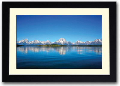 

Reflection of Mountains on Blue Water Fine Art Print(14 inch X 20 inch, Framed)