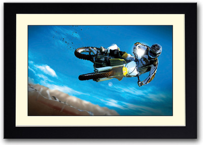 

Motocross Bike Stunt Fine Art Print(14 inch X 20 inch, Framed)