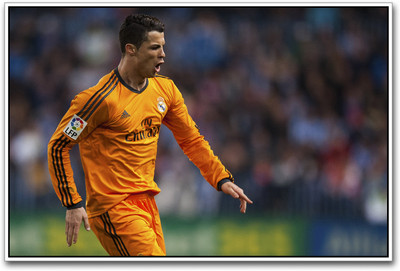 

Cristiano Ronaldo Real Madrid orange Paper Print(12 inch X 18 inch)