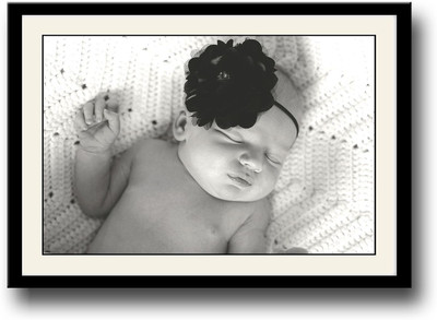 

Baby with black flower b&w Fine Art Print(10 inch X 14 inch, Framed)