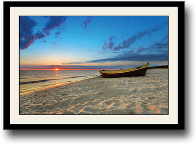

Boat on beach during sunset Fine Art Print(10 inch X 14 inch, Framed)