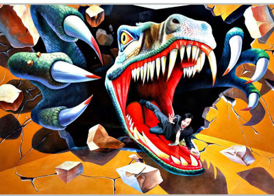 

Posterhouzz Man In Dragon Mouth Painting Paper Print(12 inch X 18 inch, Rolled)