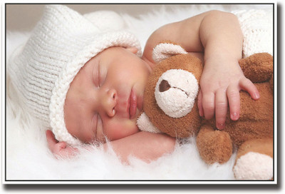 

Baby sleeping with teddy bear Fine Art Print(12 inch X 18 inch, Rolled)